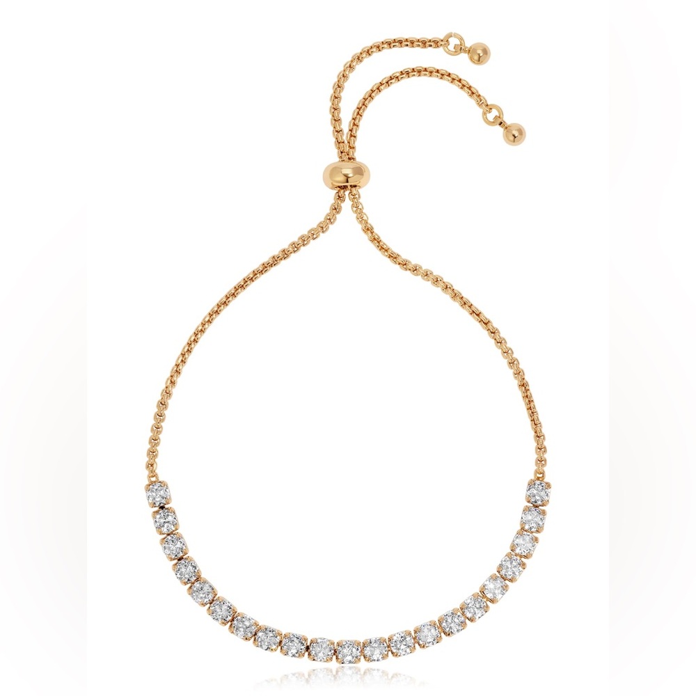 NWT Ettika Adjustable Dainty Crystal Bracelet - 18k Gold Plated Chain